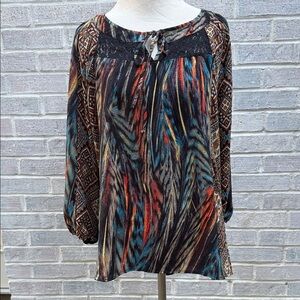 Figueroa & Flower lace boho peasant top Medium